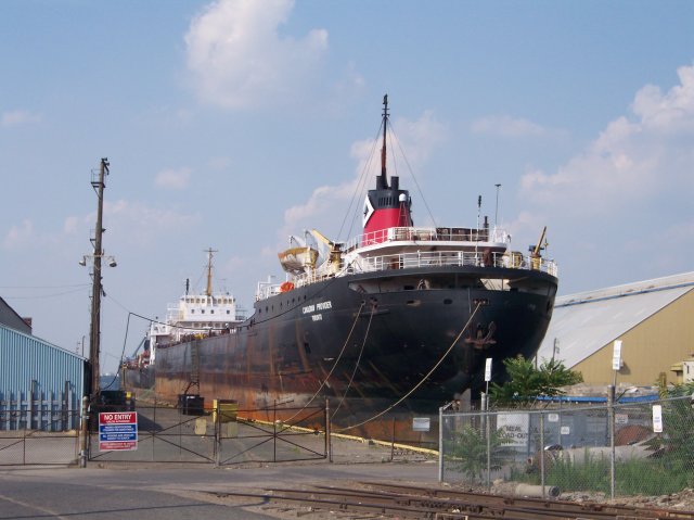 two lake freighters at dock, photo by Joseph Raymond, in Hamilton Ontario, Canada, host site ChristianMuse.com