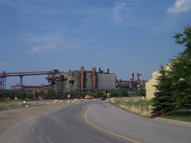 stelco hilton works further right, photo by Joseph Raymond, in Hamilton Ontario, Canada, host site ChristianMuse.com