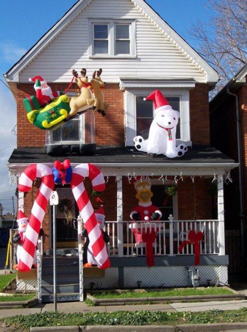 One man's idea of the Christmas Spirit. All secular symbols and cartoon characters